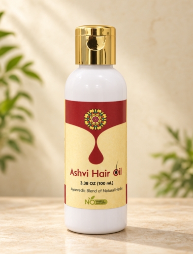 Bottle of Ashvi Hair Oil, an Ayurvedic blend of natural herbs (100ml) - Ashvi Wellness