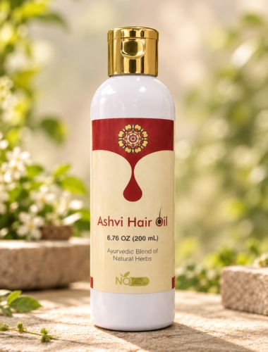 Bottle of Ashvi Hair Oil, an Ayurvedic blend of natural herbs (200ml) - Ashvi Wellness